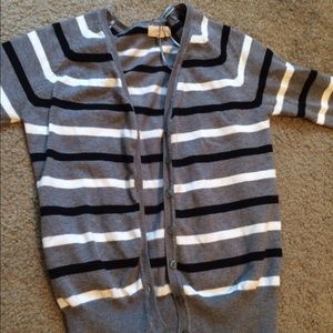 Grey striped cardigan sweater